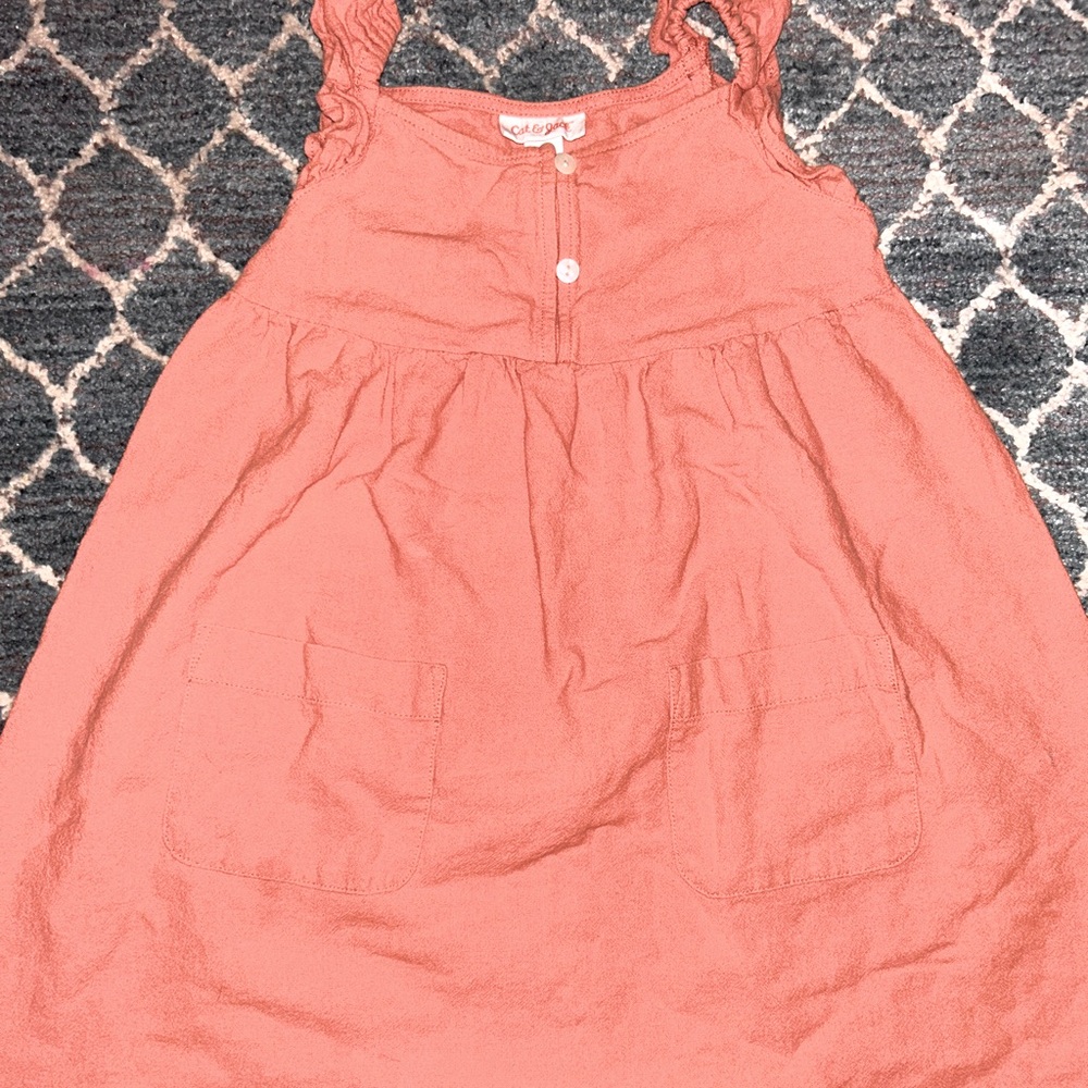 Cat & Jack girls orange linen dress. 5T